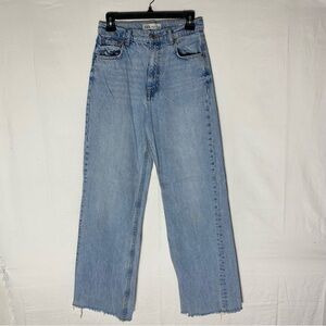 Zara Light Wash High Rise The 90s Full length Wide Leg Jeans 4
